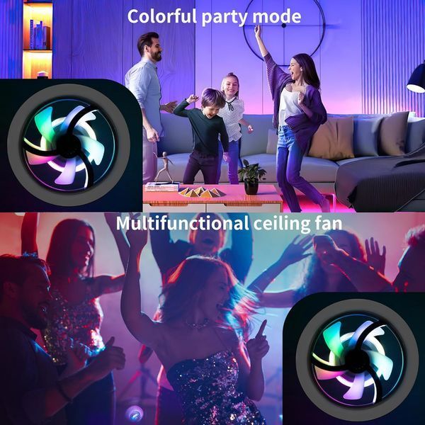 Лампа-вентилятор в патрон E27 с RGB подсветкой и пультом, CHP-008, Зеленый / Светодиодная люстра с вентилятором / Лед люстра, компактный, LED A-365 фото