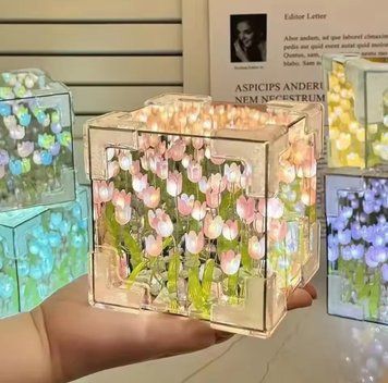 Ночник-светильник "Бесконечные тюльпаны" в кубе, набор для творчества G9765 фото