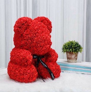 Мишка из роз в подарочной коробке 25 см Красный pr254158 фото