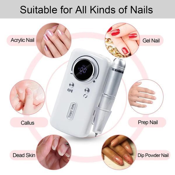 Фрезер для манікюру та педикюру Nail Polisher Machine / Портативний акумуляторний фрезер 6в1 45000 об/хв G6903 фото