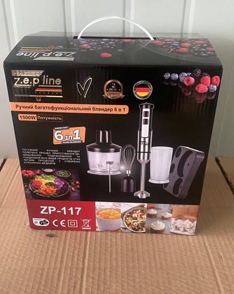 Погружной кухонный блендер 6 в 1 Zepline ZP-117 1500Вт Zepline, компактный, мощный, многофункциональный, для детей A-91 фото