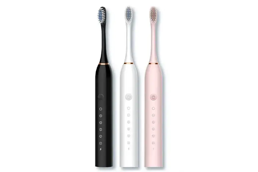 Електрична зубна щітка Sonic Toothbrush X-3 ультразвукова акумуляторна з насадками Sonic Toothbrush, компактний, акумуляторний, рожевий A-124 фото