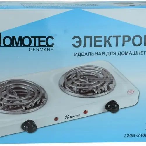 Электроплита спиральная Domotec HP-200 B, настольная электрическая плитка, 1000Вт, 48x29x7см, мощный A-578 фото