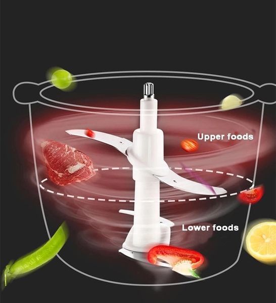Електричний подрібнювач продуктів з чашею з нержавійки RAF, 300Вт, 2л, компактний, потужний, для дітей, занурювальний блендер A-85 фото